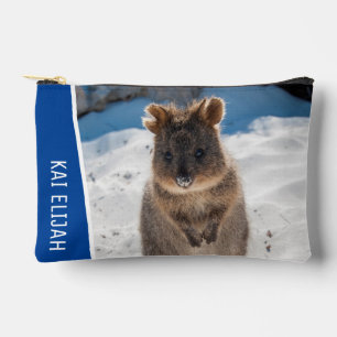Quokka Cute Animal on the Beach Australia Blue Accessory Pouch