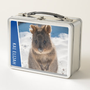 Quokka Cute Animal on the Beach Australia Blue Metal Lunch Box