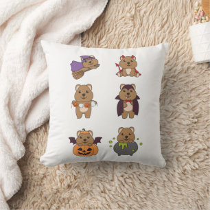 Quokka Halloween Devil Pumpkin Vampire Costume Cushion