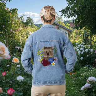 Quokka Happy Australia Floral Blue Denim Jacket