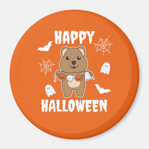 Quokka Happy Halloween Pumpkin Bat Costume Magnet