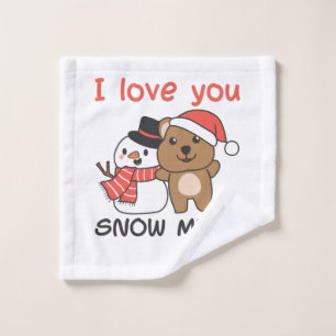 Quokka I Love You Snow Much Snowman Pun Wash Cloth