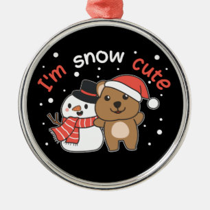 Quokka I'm Snow Cute Snowman Snow Pun Ceramic Orna Metal Tree Decoration