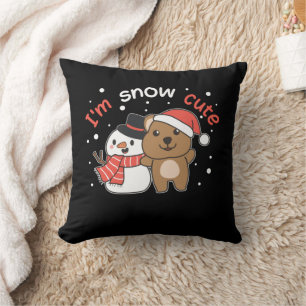 Quokka I'm Snow Cute Snowman Snow Pun Cushion