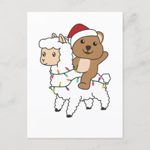 Quokka Llama Christmas Snow Winter Animals Holiday Postcard