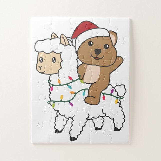 Quokka Llama Christmas Snow Winter Animals Jigsaw Puzzle (Vertical)