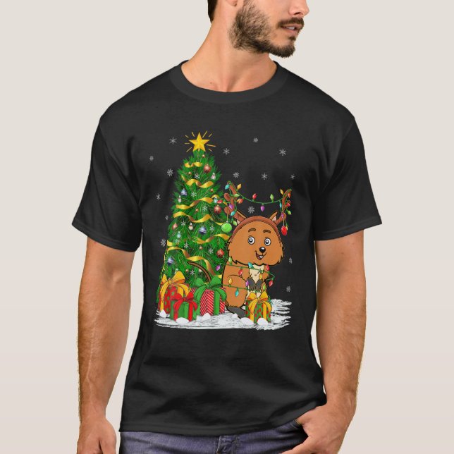 Quokka Lover Matching Xmas Lighting Quokka Christm T-Shirt (Front)