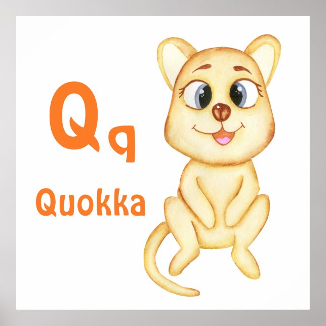 Quokka personalise ABC: Letter Q -Add Your Name Poster (Front)