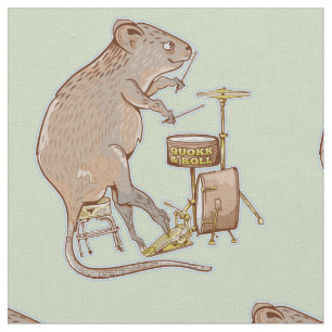 Quokka Playing Drums Fabric