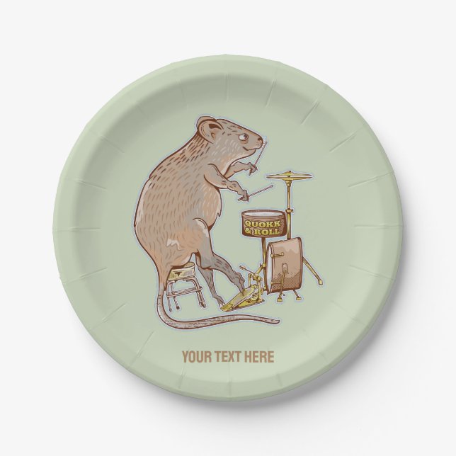 Quokka Playing Drums Paper Plate (Front)