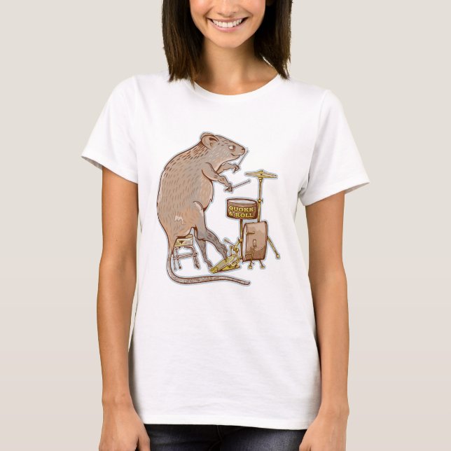 Quokka Playing Drums T-Shirt (Front)