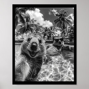 Quokka pool selfie vacation funny animal summer  poster