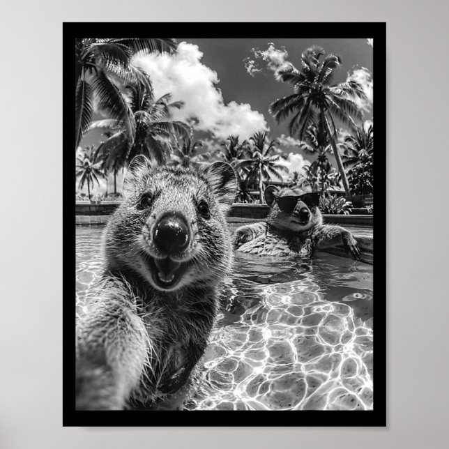 Quokka pool selfie vacation funny animal summer  poster (Front)