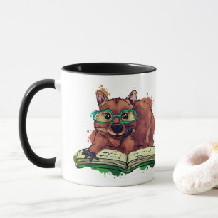 Quokka reading book mug