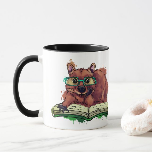 Quokka reading book mug (With Donut)