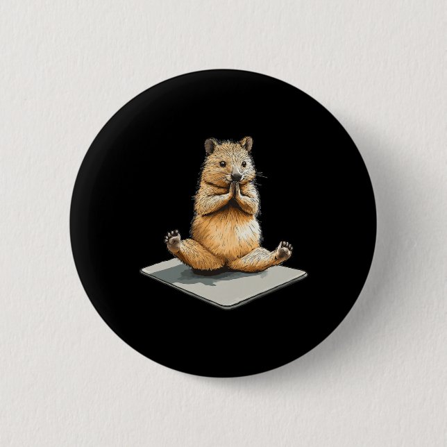 Quokka Using A Yoga Mat  6 Cm Round Badge (Front)