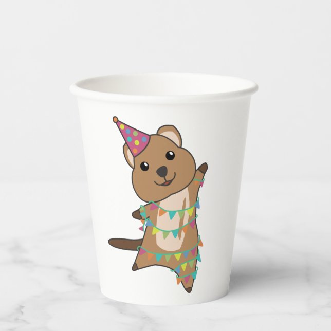 Quokka Wishes Happy Birthday To You Quokkas Adult  Paper Cups (Front)