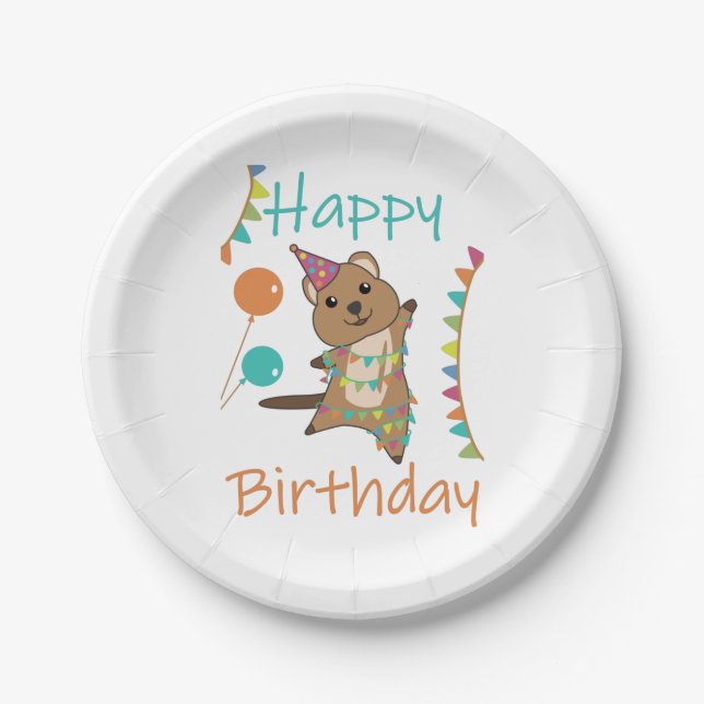 Quokka Wishes Happy Birthday To You Quokkas Adult  Paper Plate (Front)