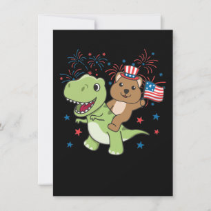 Quokka With T-rex For Fourth Of July Fireworks Hol Holiday Card