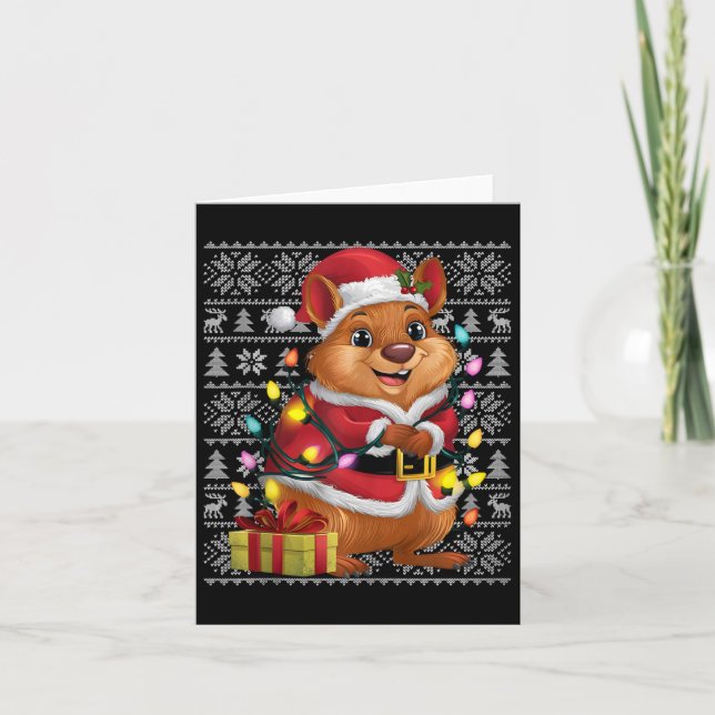 Quokka Xmas Sweater Style Ugly Santa Quokka Christ Card (Front)