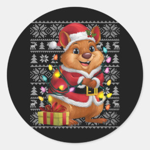 Quokka Xmas Sweater Style Ugly Santa Quokka Christ Classic Round Sticker