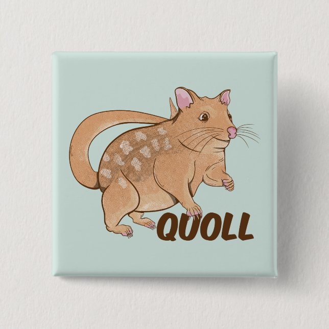 Quoll Australian Marsupial  15 Cm Square Badge (Front)