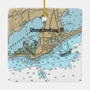 Quonochontaug Rhode Island Chart Ceramic Ornament