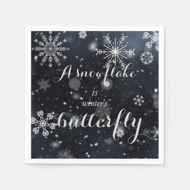Quote "A snowflake is winter's butterfly" Napkin (Front)