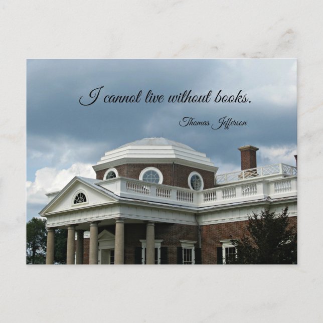 Quote about Books by Thomas Jefferson Postcard (Front)