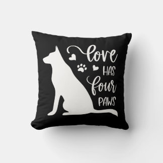 Quote about Dogs White on Black 16x16 Cushion