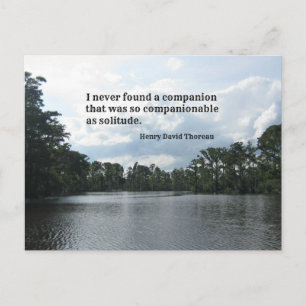 Quote about solitude on River scene. Postcard