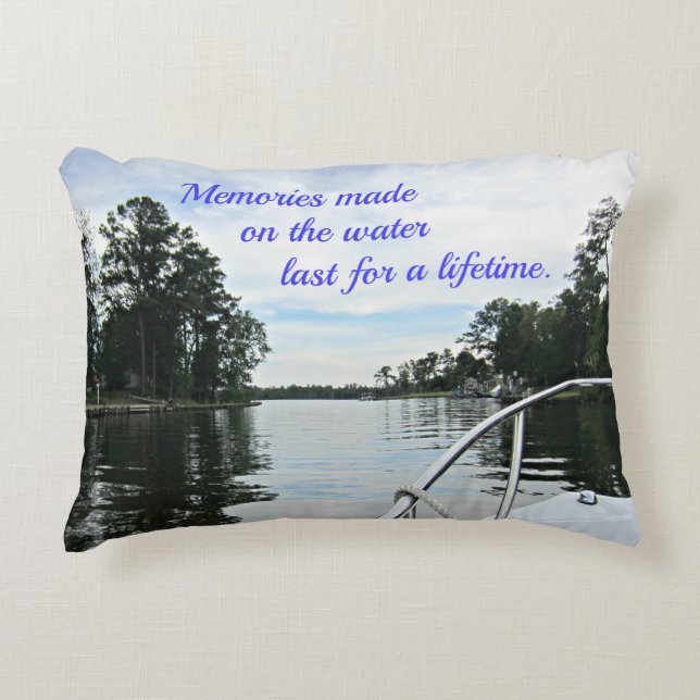 Quote about time spent on the water. decorative cushion (Front)