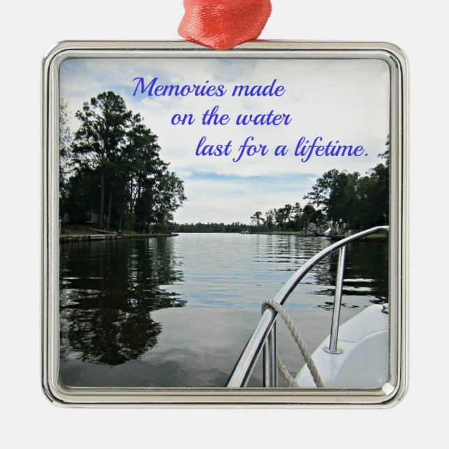 Quote about time spent on the water. metal tree decoration (Front)