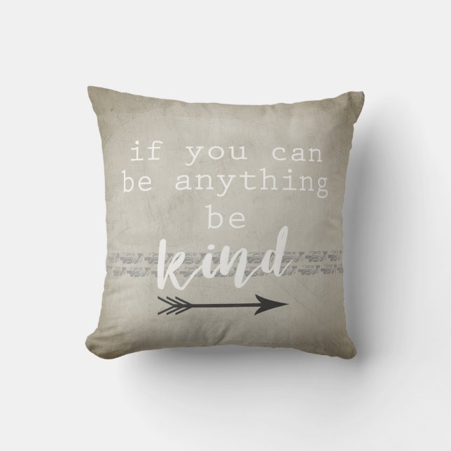 quote accent pillow be kind grey and white (Front)