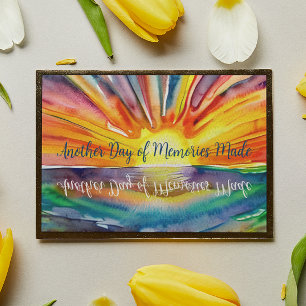 Quote and Watercolor Sunset over the Water Photo Print