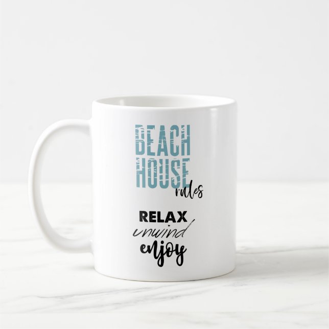 Quote Beach House Rules Coffee Mug (Left)
