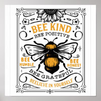 Quote Bee kind bee positive bee grateful