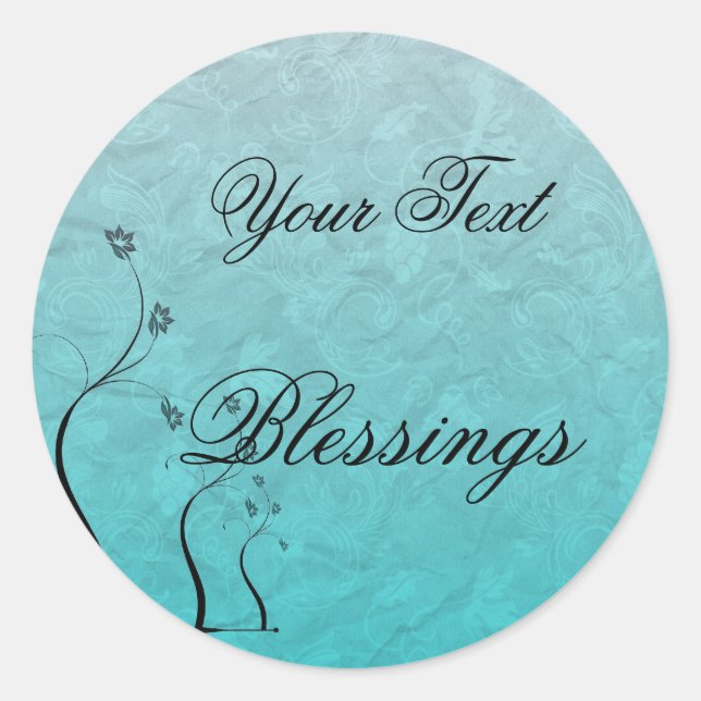 Quote Blessings Floral Teal Sticker (Front)