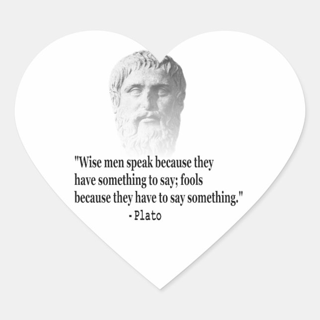 Quote By Plato Heart Sticker (Front)