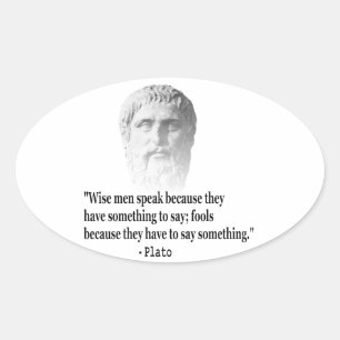 Quote By Plato Oval Sticker