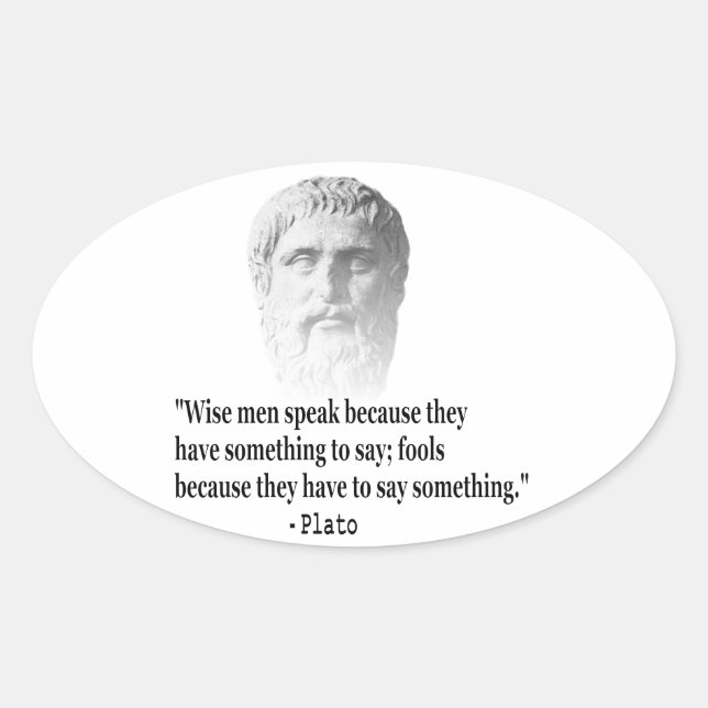 Quote By Plato Oval Sticker (Front)