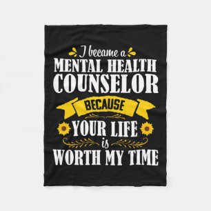 Quote Cute Mental Health Counsellor Counseling Fleece Blanket