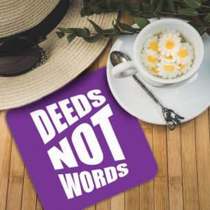Quote Deed not words Square Paper Coaster