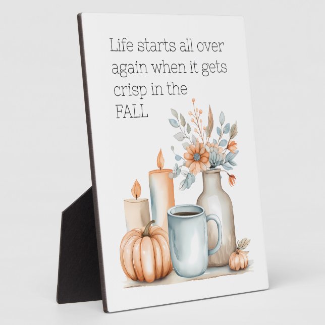 Quote Fall Pumpkin Coffee Flower Candle Modern Plaque (Side)