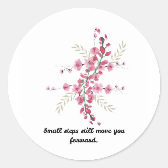 Quote Flower Classic Round Sticker (Front)