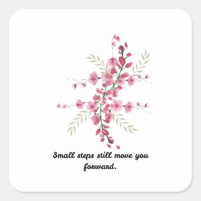 Quote Flower Square Sticker (Front)