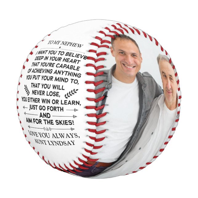 Quote for To My Nephew with Custom 2 Photos Baseball (Angled)