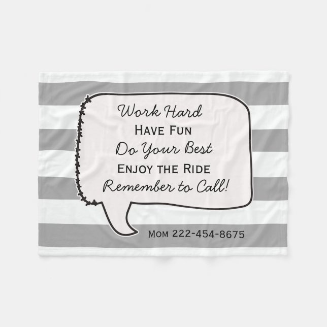 Quote Graduation Advice From Mum Work Hard Fleece Blanket (Front (Horizontal))