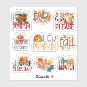 Quote Happy Harvest Fall Autumn Season set of 9