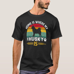 Quote Home Is Where My Siberian Husky Vintage T-Shirt